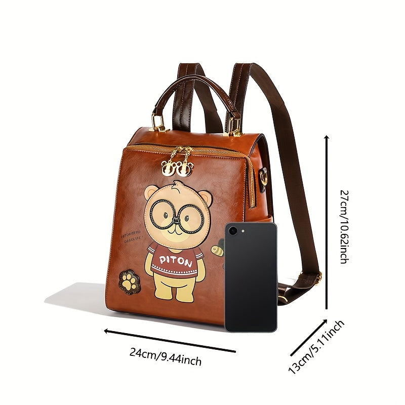 Fashionable Cute Bear Print Backpack