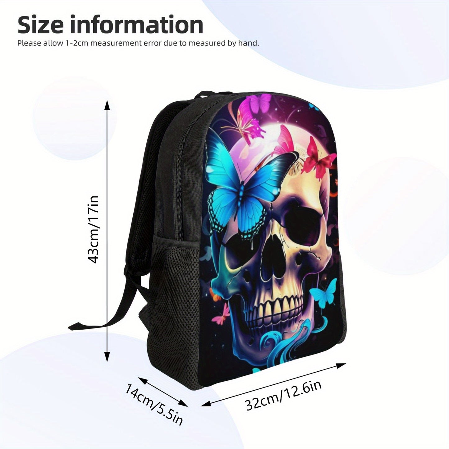 Large Capacity Unisex Fantasy Butterfly Skull Backpack