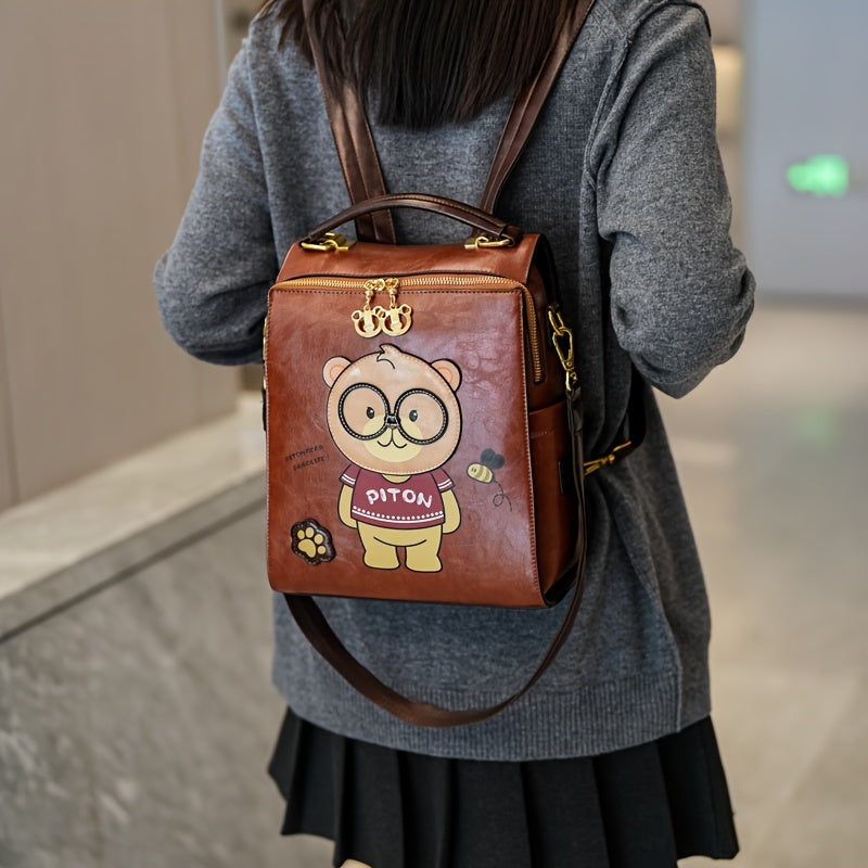 Fashionable Cute Bear Print Backpack