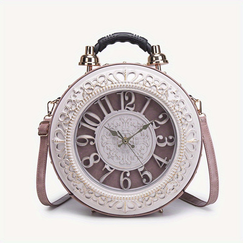 2025 New Creative Personalized Shoulder Bag - Classic Retro Clock Design, European & American Style Bag with Adjustable Strap, Durable, Zipper Closure, Polyester Lining, Vintage Accessory|Vintage Accessory Bag|Durable Bag