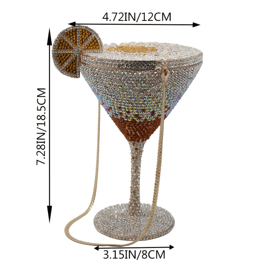 Crystal Martini Clutch Purse - with Detachable Chain Strap