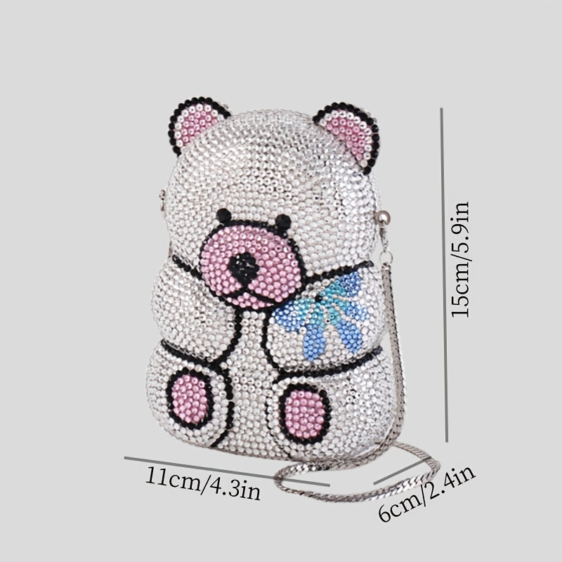 Shiny Bear Water Drill Bag Crystal Clutch Bag