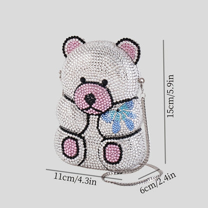 Shiny Bear Water Drill Bag Crystal Clutch Bag