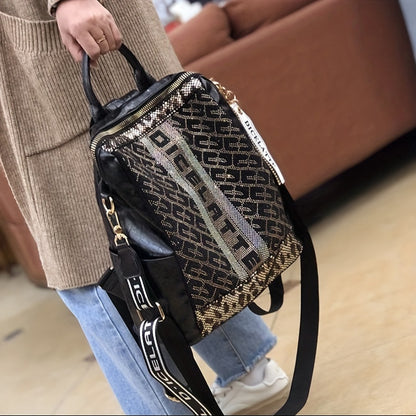 Stylish Rhinestone Backpack for Women, Anti-Theft Large Daypack with Adjustable Strap, Crossbody Bag for Travel, School, Business Trips