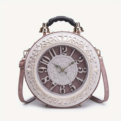 2025 New Creative Personalized Shoulder Bag - Classic Retro Clock Design, European & American Style Bag with Adjustable Strap, Durable, Zipper Closure, Polyester Lining, Vintage Accessory|Vintage Accessory Bag|Durable Bag
