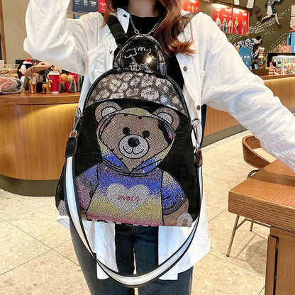 Fashion Sequin Leather Backpack - High Capacity Luxury Teddy Bear Shoulder Bag