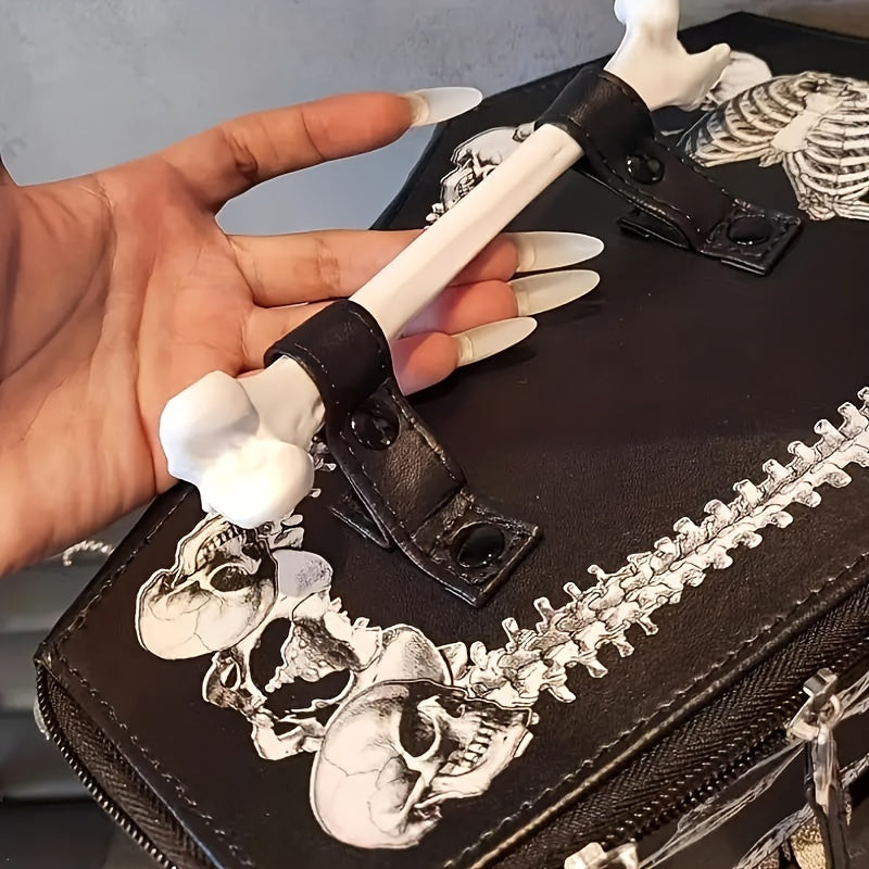 Trendy Gothic Punk Skull Crossbody Bag -with Zipper Closure, Detachable Chain Strap & Nylon Lining